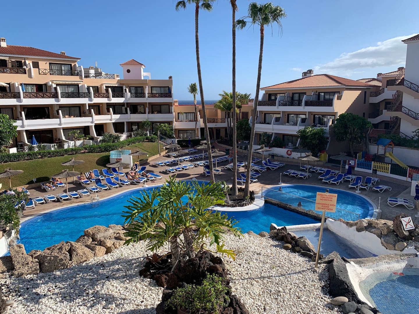 Piscina y jardines del estudio Edificio Albatros en Tenerife Sur